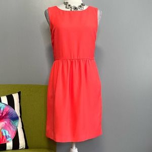 J Crew Coral Pink/Orange Timeless Sleeveless Dress 4 Work Cocktail